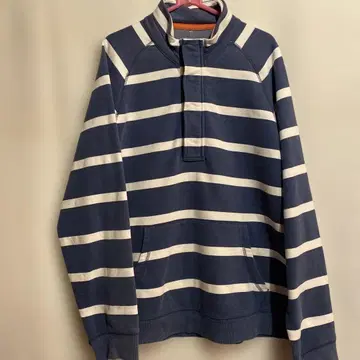 L.L.Bean 네이비/화이트 스트라이프 하프 지퍼 트레이닝복