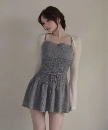 andmary Betty shirring mini dress black