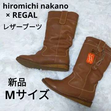 hiromichi nakano REGAL 가죽 롱 부츠 카멜 M