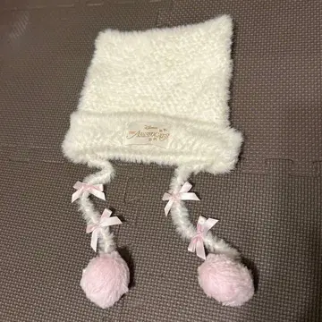 마리 디즈니 화이트 니트 모자 팬캡