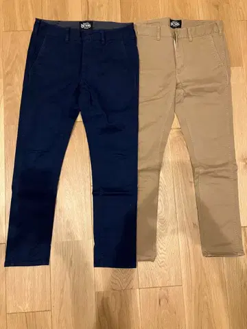 베이지 네이비 슬림핏 치노 팬츠 S 사이즈 2개 세트