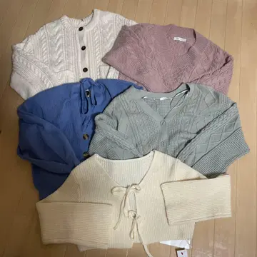 니트 스웨터 세트 5색 케이블 짜임