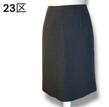 23구 타이트 스커트 다크 그레이 무릎 기장 울 비즈니스 포멀