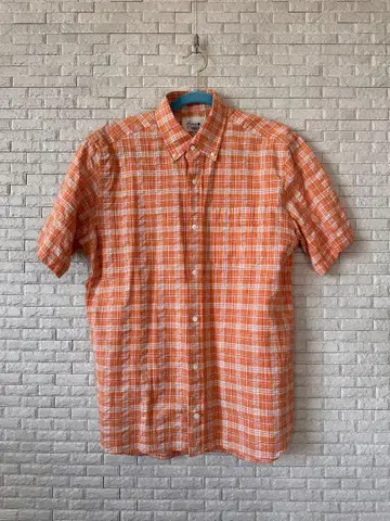 Papas 반팔 체크 셔츠 오렌지 계열
