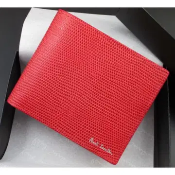 선물용 새상품 박스 포함 폴스미스 인기 엠보 가죽 접이식 지갑 레드