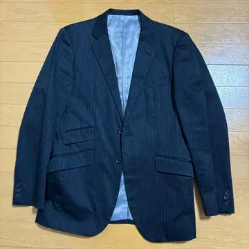 네이비 스트라이프 비즈니스 정장 자켓