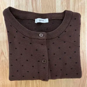 성숙/러블리 도트 무늬 니트 가디건 M 브라운 폴카 도트 브라운