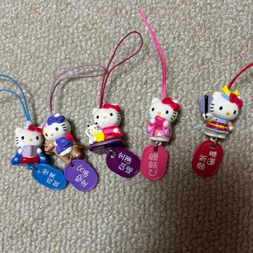 헬로키티 부적 키링 스트랩 5개 세트 레어!