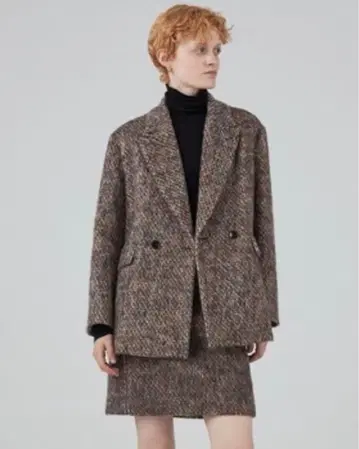 MACPHEE (맥피) 모헤어 믹스 샤기 더블 브레스트 자켓