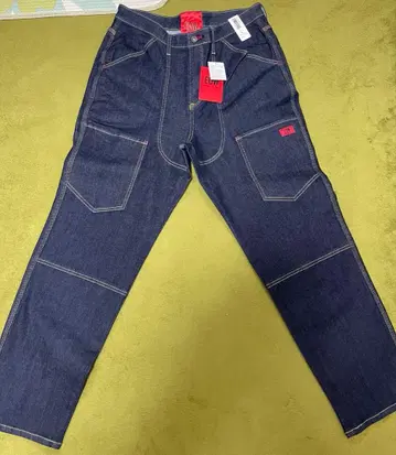 EDWIN L 사이즈 다크 블루 더블니 워크 데님