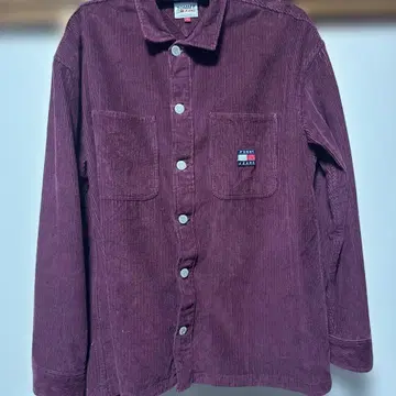 TOMMY JEANS 와인 레드 코듀로이 셔츠