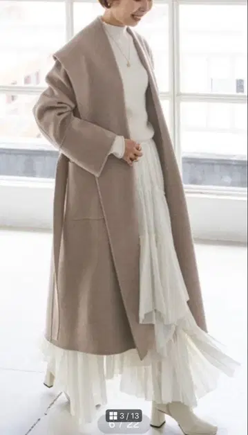 Super160s 리버 와이드 칼라 코트