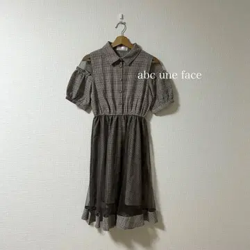 abc une face 체크 무늬 튤 원피스 롱 페미닌