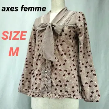 axes femme 엑시즈팜 블라우스 보타이 나비 패턴 올 패턴 프릴