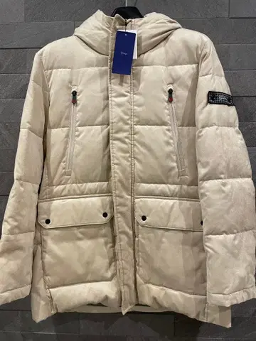 택 포함 미사용 새상품 G-Stage 후드 부착 아이보리 다운 자켓 L
