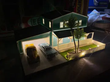 1/64 디오라마 [ 아메리칸 차고 하우스 ] LED 점등 가능 핫휠