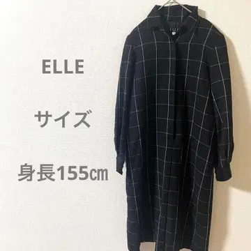 ELLE 엘르 셔츠 원피스 블랙 화이트 체크 가을/겨울 캐주얼