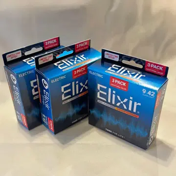 [ 미사용 새상품 ] Elixir 일렉 기타 줄 9-42 3팩 3상자