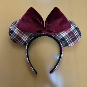 디즈니 리조트 미니 머리띠 체크 무늬