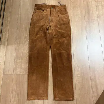 LIBERTO 천연 가죽 스웨이드 가죽 팬츠 빈티지 28 다크 브라운