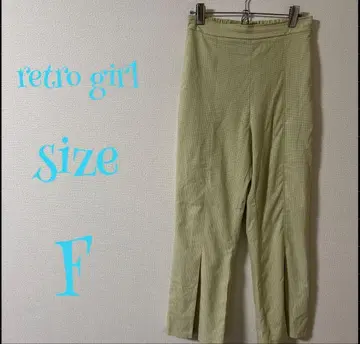 레트로 걸 체크 무늬 슬릿 팬츠 사이즈 F