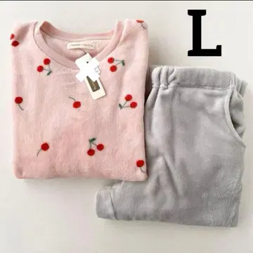 여성용 체리 패턴 룸웨어 파자마 보들보들 플리스 L