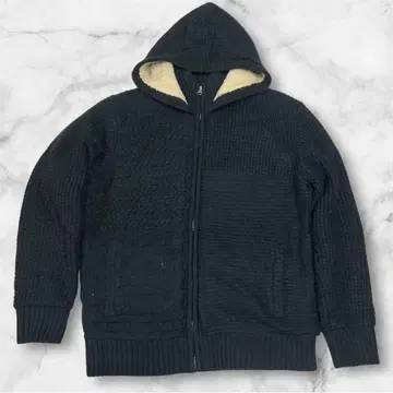 TAKAIQ 보아 안감 니트 지퍼 후드티 XL 블랙