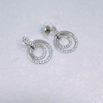 실버 이중 반지 크리스탈 귀걸이