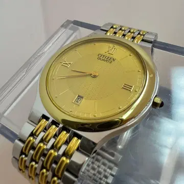 CITIZEN 시티즌 쿼츠 남성용 손목시계 날짜 표시 골드 스테인리스