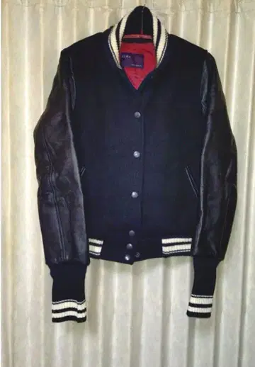 IENA 멜톤/쉬프 가죽 블루종 큐프라 안감 바시티 자켓 36