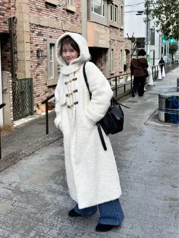 Chico 더플 롱 코트 보아 코트