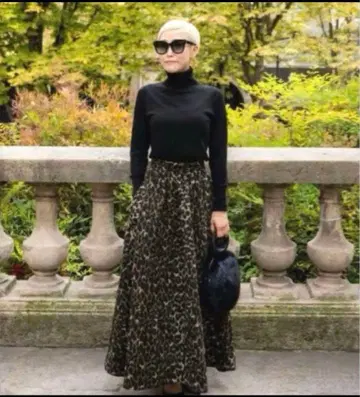 젠느 BARDOT 레오파드 무늬 플레어 스커트 S 사이즈