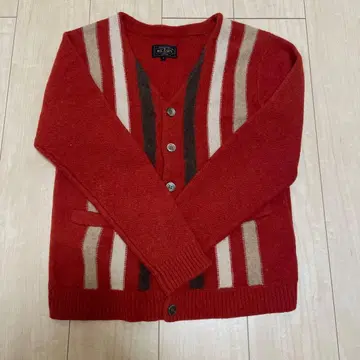 BEAMS 오렌지 스트라이프 가디건 S