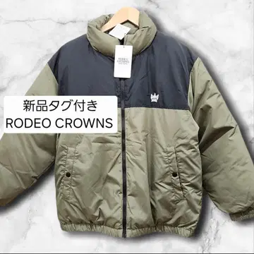 택 포함 새상품 정가 14300엔 로데오 로고 자수 빅 실루엣 다운 블랙