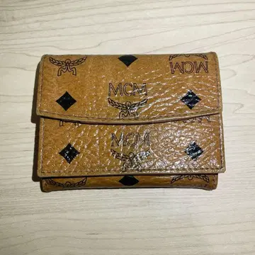 MCM 3단 폴더형 지갑 브라운