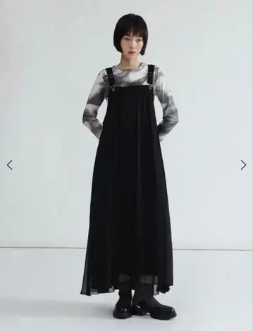 lasud 블랙 시스루 롱 드레스