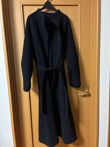 블랙 롱 코트 벨트 포함