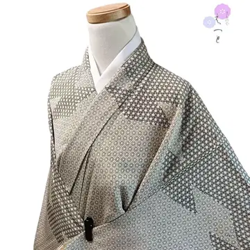 23년 기모노 순수 실크 이중 기모노 아쓰케사게 블랙 화이트