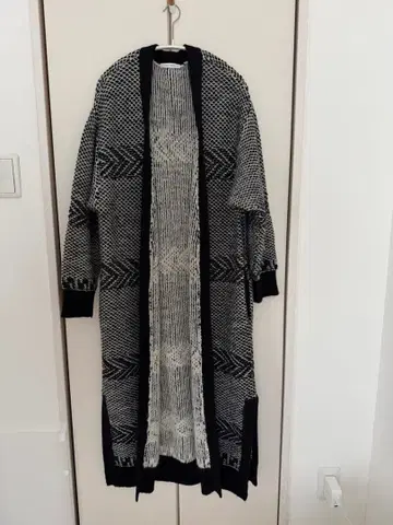 플레이인피플 자카드 니트 롱 가디건