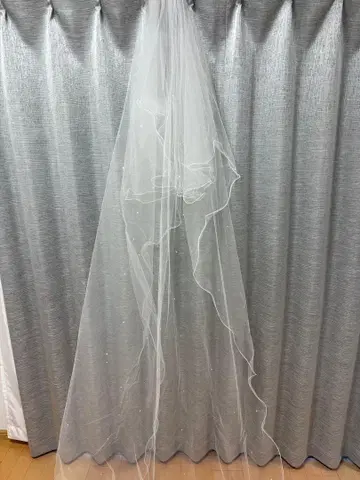 스톤 부착 롱 베일 튤