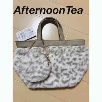 파우치 포함 인조 모피 토트백 레오파드 무늬