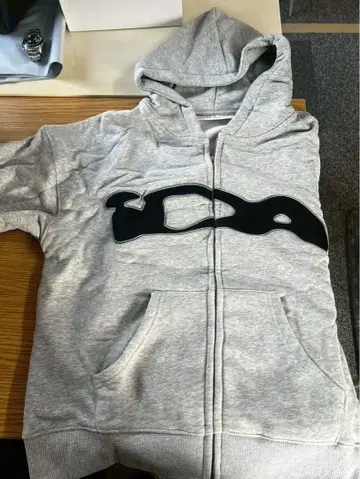 [ 구제 의류 ] 그레이 집업 후드티 블랙 로고