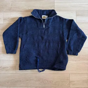 90s EARTH RAGZ 네이비 하프 지퍼 L 멕시칸