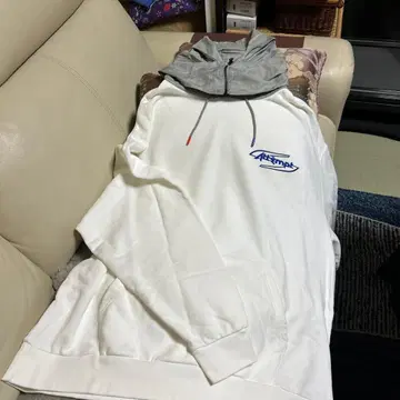 어템트 풀 집업 후드티 화이트/그레이