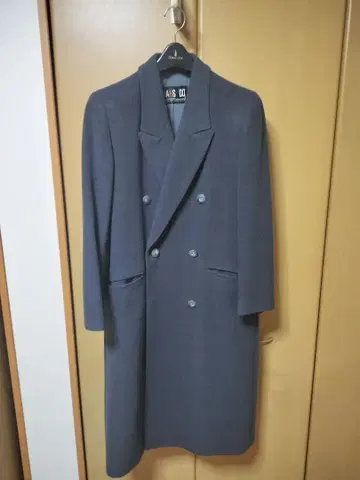 DAKS 그레이 더블 브레스트 롱 코트