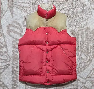 레어 H-BAR-C 빈티지 웨스턴 다운 베스트 가죽 요크 M