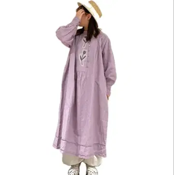 tsuharu 튤립 자수 부품 부착 원피스