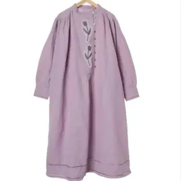 tsuharu 튤립 자수 부품 부착 원피스