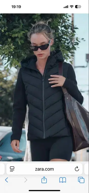 ZARA 블랙 후드 부착 다운 자켓