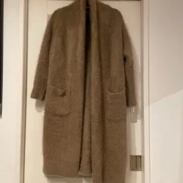 베이지 모헤어풍 롱 가디건